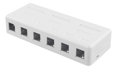 DELTACO utanpåliggande vägguttag för Keystone, 6 portar, vit