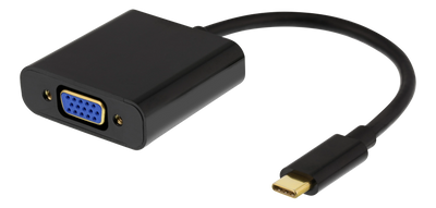 DELTACO USB-C till VGA adapter, USB typ C hane - VGA hona + 3,5mm