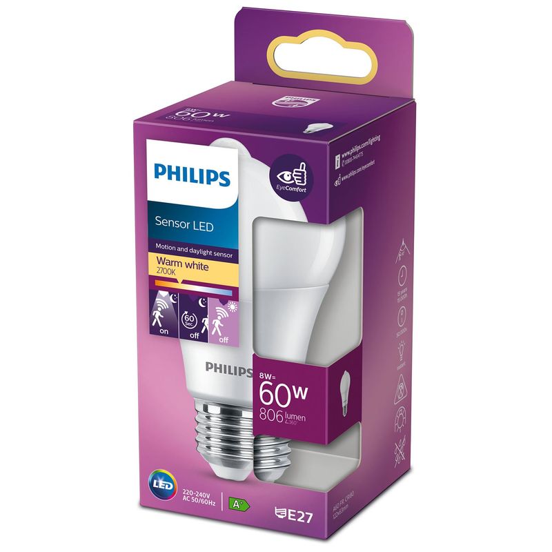 LED E27 Motion Sensor Bulb 60W Equivalent 806lm