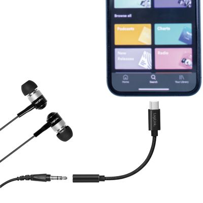 USB-C 3,5mm-ljudadapter m DAC 13cm nylonkabel