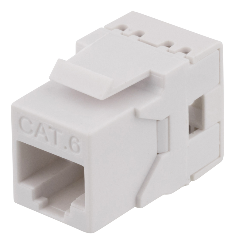 DELTACO Cat6 Keystone-uttag, LSA/110-terminering, plast, 180, vit