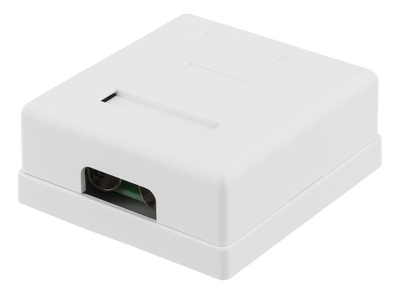 DELTACO skärmat vägguttag, utanpåliggande FTP 2xRJ45, Cat6, vit