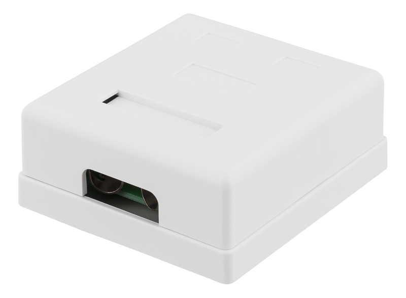 DELTACO skärmat vägguttag, utanpåliggande FTP 2xRJ45, Cat6, vit