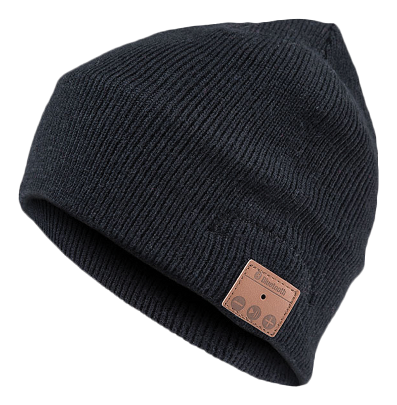 Mössa med inbyggda hörlurar, svart