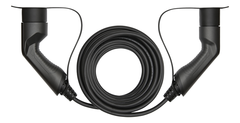 E-Charge laddkabel, typ 2 till typ 2, 1 fas, 16A, 3,6KW, 7m, svart