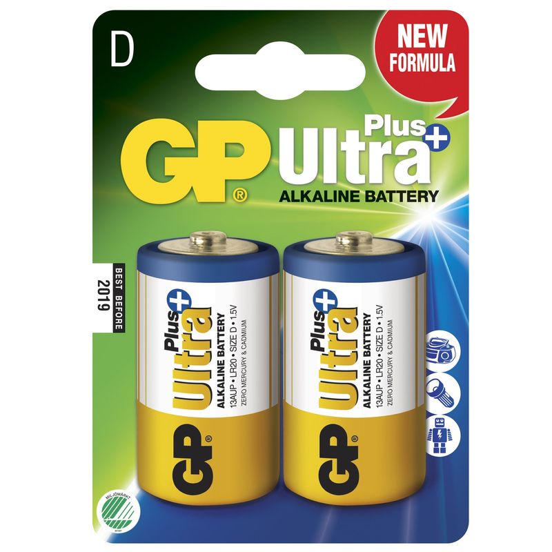 Ultra Plus Alkaline D LR20 2-pack