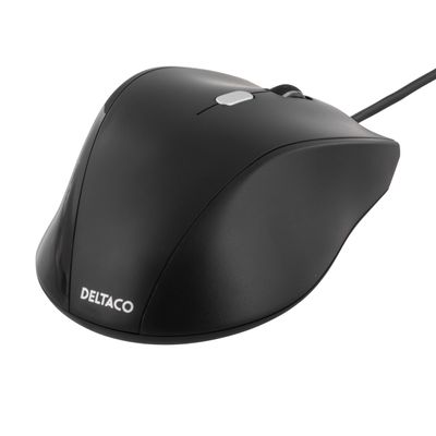 DELTACO optisk mus, 4 knappar med scroll, USB, svart