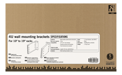 DELTACO 10"-19" wall rack with adjustable width, 4U, 25kg load capacity