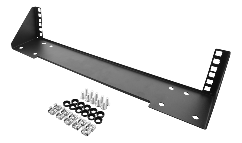 DELTACO 19" Vertikalt väggfäste, 2U, max 60kg, stålkonstruktion, svart