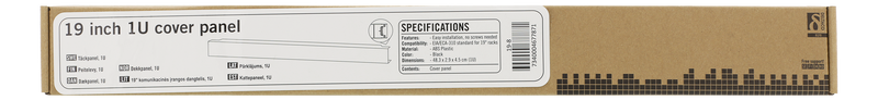 DELTACO 19" 1U blank panel, tool-free installation, black.