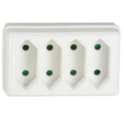 Grenuttag med 4st Euro-uttag Vit