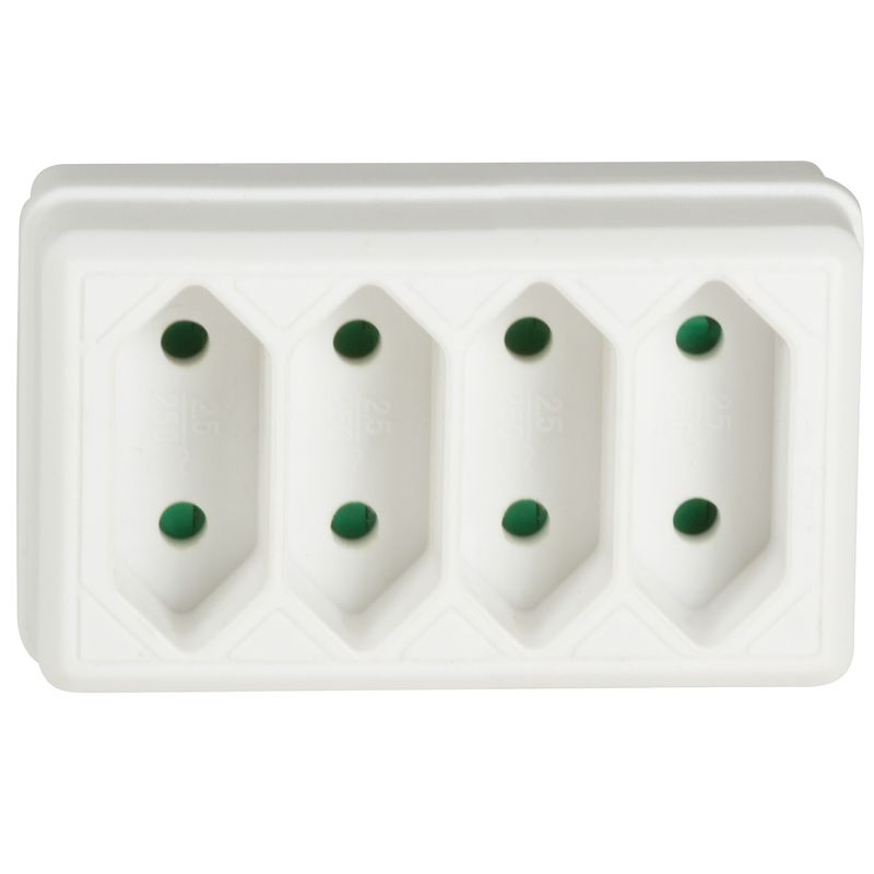 Grenuttag med 4st Euro-uttag Vit