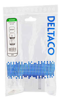 DELTACO skärmat vägguttag, utanpåliggande FTP 1xRJ45, Cat6, vit