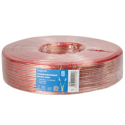 Högtalarkabel 2x0,75 100m Transparent