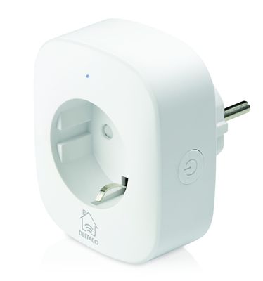 DELTACO SMART HOME strömbrytare, WiFi 2,4GHz, energiövervakning, 1xCEE 7/3, 10A, timer, vit