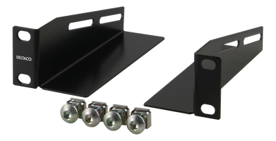 DELTACO L-stödskenor för 10"-skåp, 136mm, 2-pack, svart