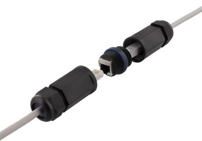 DELTACO vatten- och dammtät skarv för patchkabel, 2x RJ45, Cat6, skärm