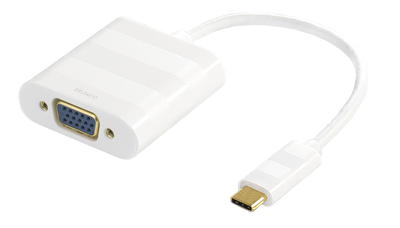 DELTACO USB 3.1 till VGA adapter, Typ C ha - VGA ho, 1080p, vit