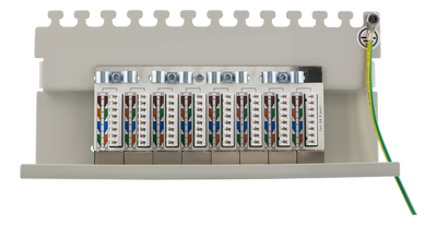 DELTACO Patchpanel, 8xRJ45, Cat6a, väggmonterbar, 10Gbps, grå
