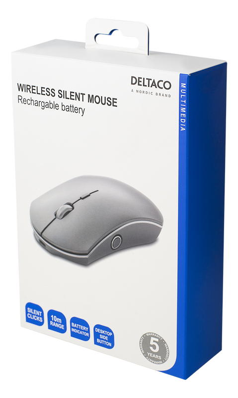 DELTACO Wireless office silent mouse, battery indicator, USB recei