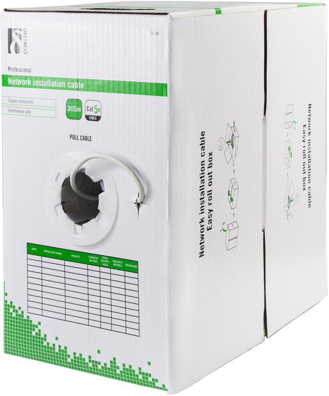 DELTACO U/UTP Installation Cable, Cat5e, 305m, white