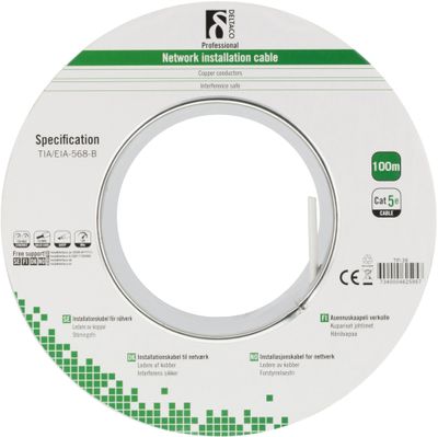 DELTACO U/UTP Installation Cable, Cat5e, 100m, white