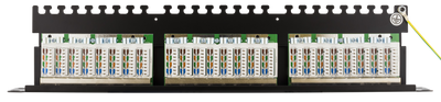 DELTACO 19" patchpanel, 24xRJ45, Cat6, 10Gbps, 1U, STP, metall, svart