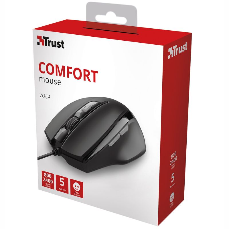 The Voca Comfort mouse is a versatile and ergonomic device designed for maximum comfort and ease of use. Its sleek and compact design fits comfortably