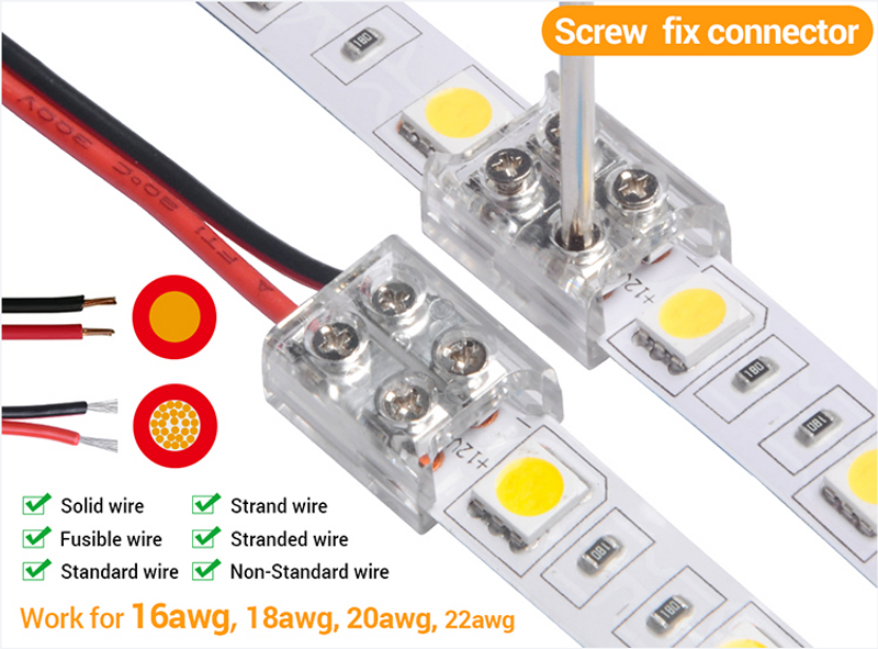 LED-skarv - Heavy Duty med skruvterminal - 8/10mm -2-pin - IP20