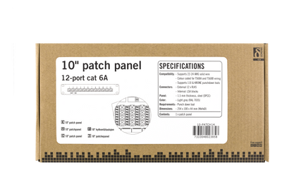 DELTACO 10" patchpanel, 12xRJ45, Cat6a, STP, 10Gbps, metal, gray