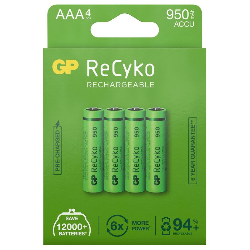 ReCyko Laddningsbara AAA-batterier 950mAh 4-pack