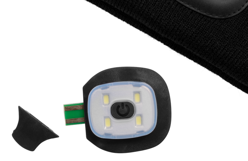 Mössa med LED-lampa, svart