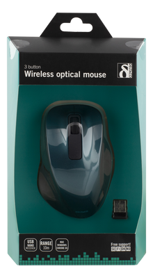 DELTACO trådlös optisk mus 2,4GHz, 3 knappar med scroll, blå