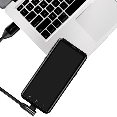 Vinklad USB-C-kabel USB 2.0 Max 3A 0,3m