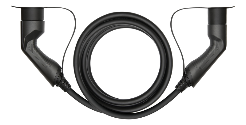 e-Charge laddkabel, typ 2 till typ 2, 3 fas, 16A, 11KW, 5m, svart