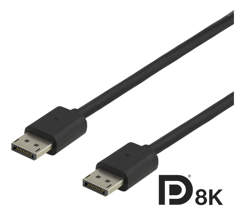 DisplayPort kabel 3m, DP 1.4, 7680x4320 i 60Hz, svart