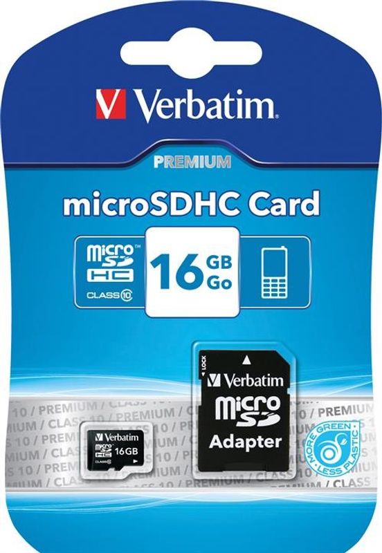 Verbatim microSDHC - 16GB - Class 10 with ink adapter