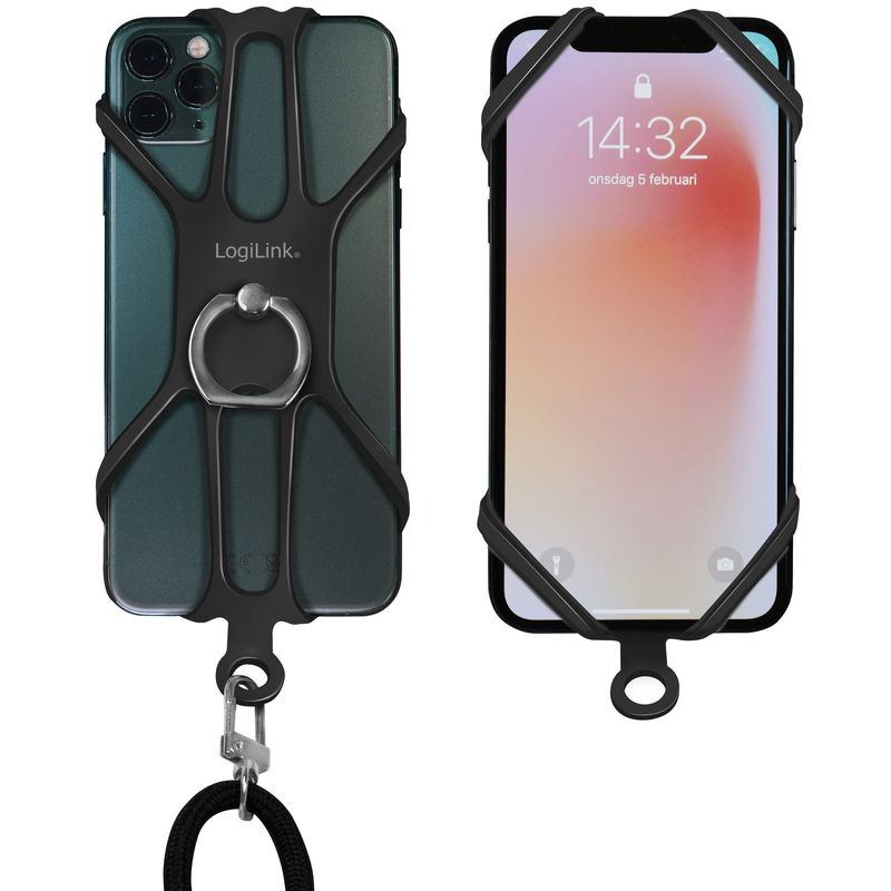 Mobilhalsband för smartphone max 6,7" Svart