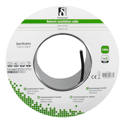 DELTACO U/UTP Cat6 installationskabel, för utomhusbruk, 100m, svart