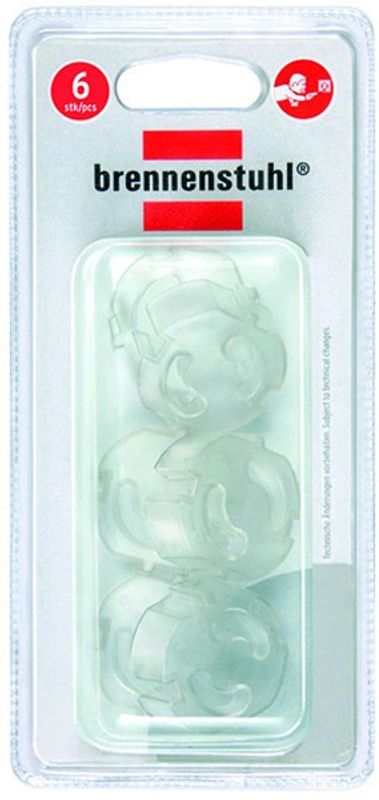 Child protection for power outlets, 6-pack, transparent, plastic.