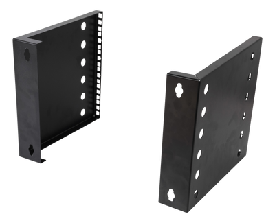 DELTACO 10"-19" wall mount bracket with adjustable width, 6U, 35kg load capacity.