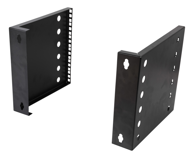 DELTACO 10"-19" wall mount bracket with adjustable width, 6U, 35kg load capacity.
