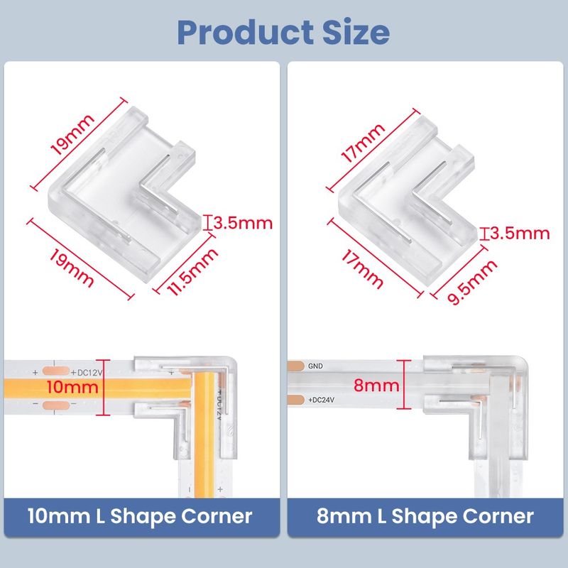 LED-skarv vinkel 8/10mm - Osynlig - COB - IP20