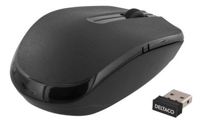 DELTACO trådlös optisk mus, 3 knappar med scroll, 1000 DPI, USB, sva