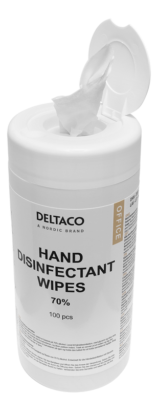 DELTACO Office Hand disinfectant wet wipes, 100 pcs