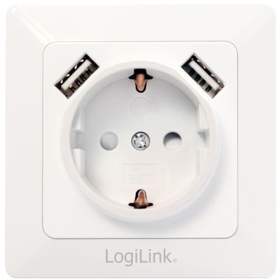 Vägguttag 230V med 2xUSB 2,1A