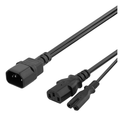 Apparatkabel 0,5m, C14 - C13+C7, svart