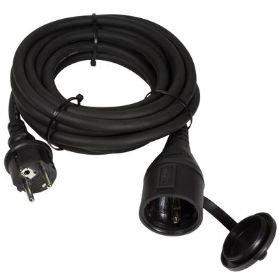 Förlängningskabel Jordad Utomhus Svart 5m