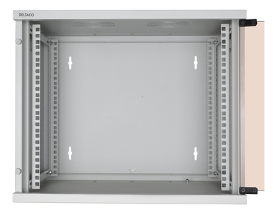 DELTACO 19" cabinet, 9U, 540x450mm, standing or wall-mounted, glass door, white