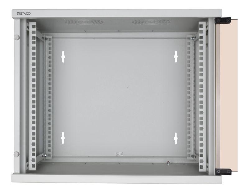 DELTACO 19" cabinet, 9U, 540x450mm, standing or wall-mounted, glass door, white